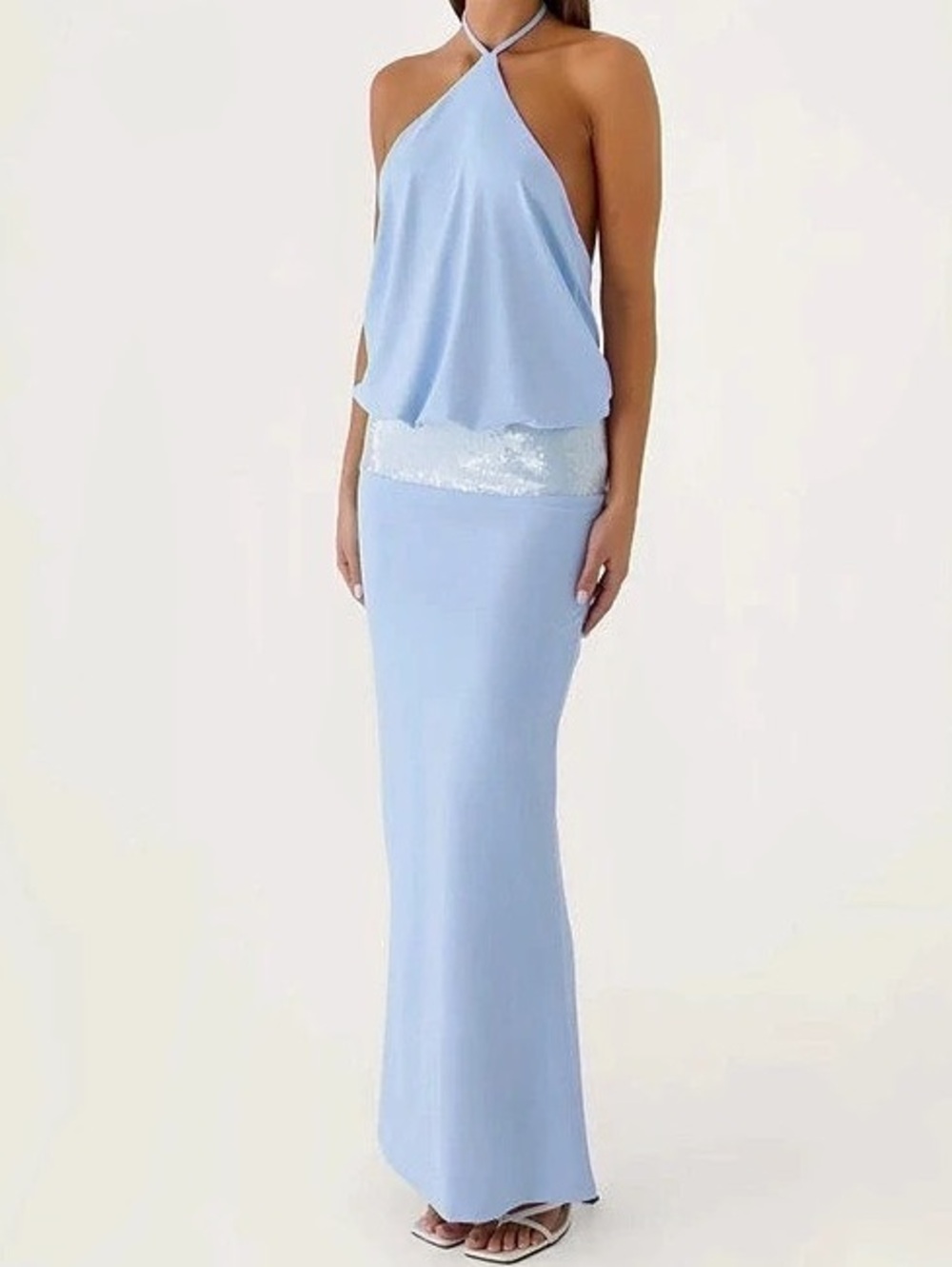 Peppermayo Marcie Halter Maxi Dress Blue 0 NWT